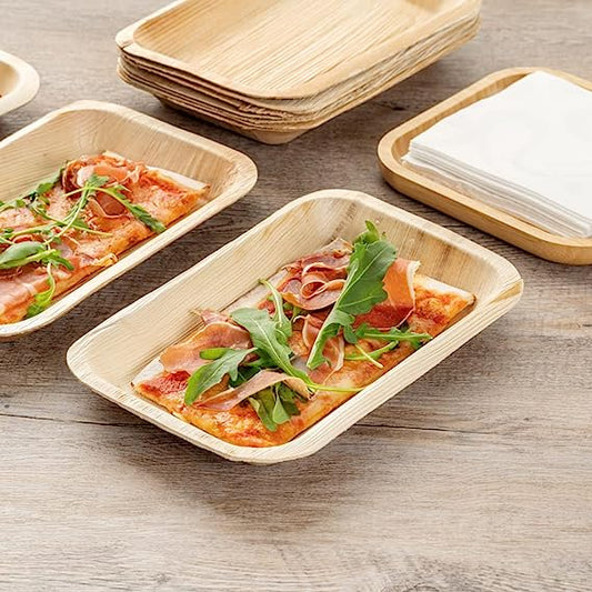 Medium Disposable Tray - Rectangle 10" x 6" (25cm x 15cm) Palm Tray - Eco Leaf Products