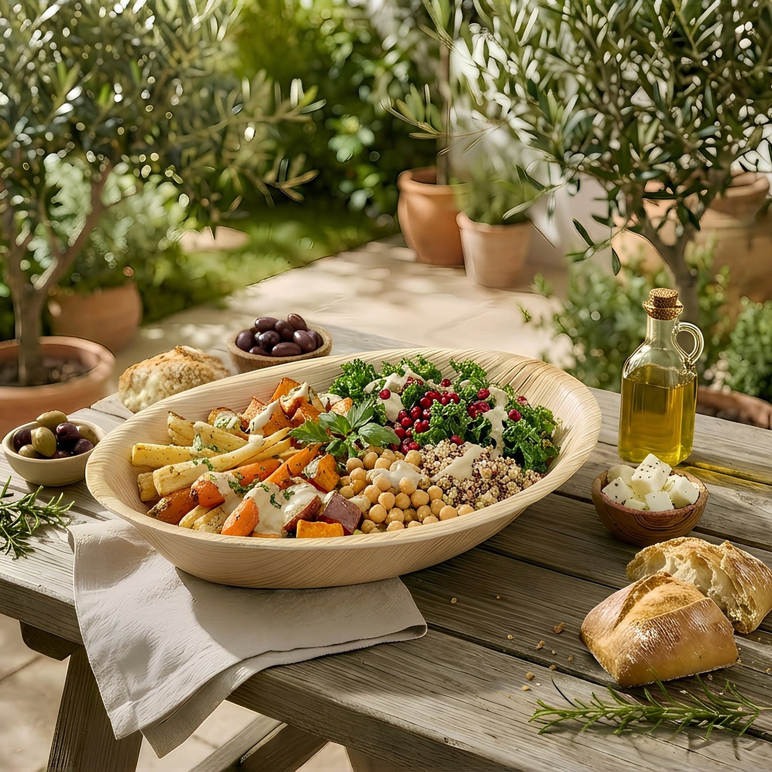 Extra Large 12" (30cm) Compostable Salad Serving Bowl - Eco Leaf Products