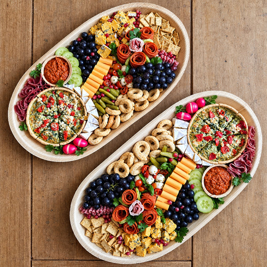Extra Large 22" x 12" Oval Disposable Palm Leaf Wooden Platter Tray