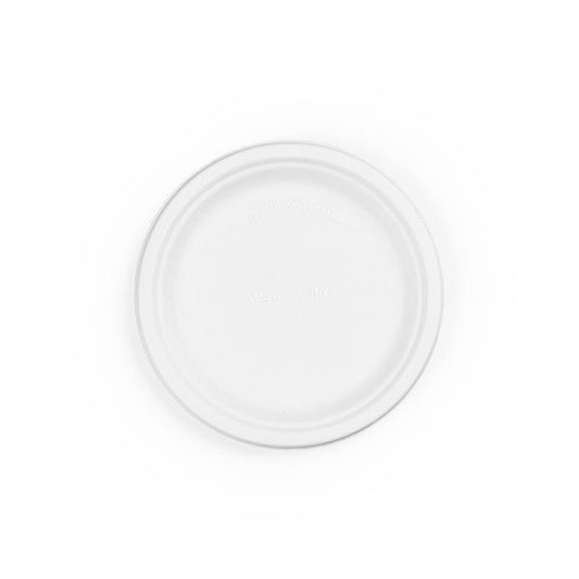 18cm (7") Disposable Strong Round Bagasse Plate - Eco Leaf Products