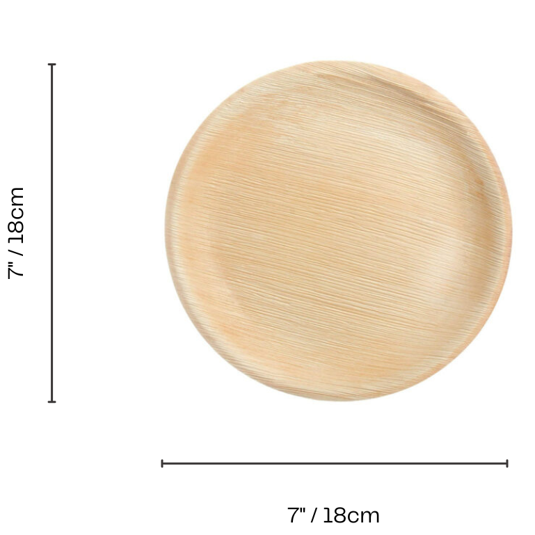 7" / 18cm Round Palm Leaf Disposable Plate - Eco Leaf Products