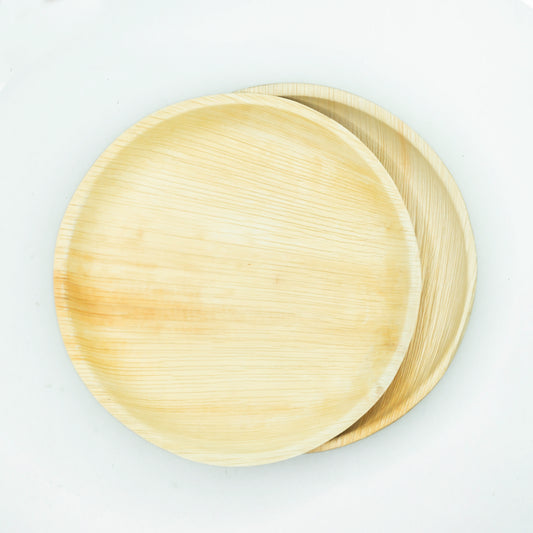 10" / 25 cm Shallow Round Palm Leaf Plates - Eco Leaf Products