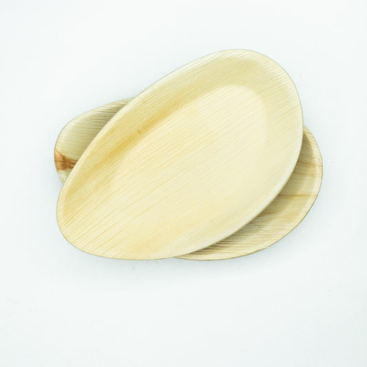 10" x 6.5" - Large Oval Palm Leaf Disposable Plates - Eco Leaf Products