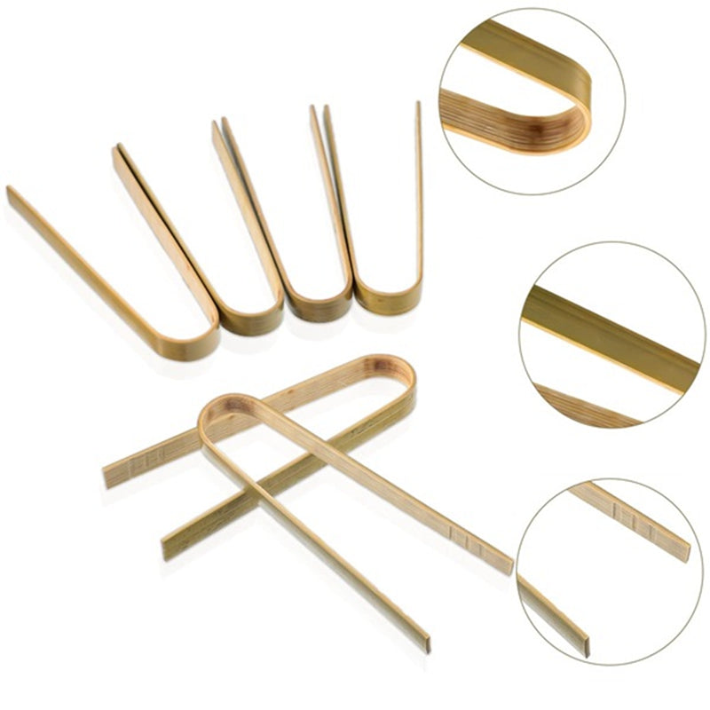Bamboo Disposable Serving Tongs x 100 - Natural Wooden Compostable & Biodegradable - Eco Leaf Products