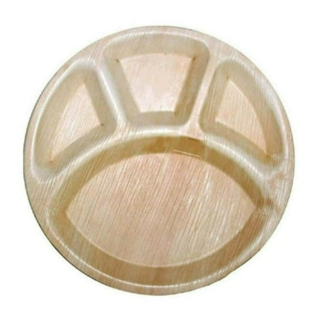 12" Compartmental Palm Leaf Plate - 4 partition - Eco Leaf Products