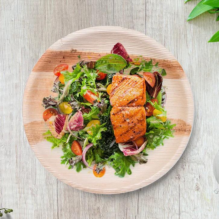 10" / 25 cm Shallow Round Compostable Palm Leaf Plates - Eco Leaf Products