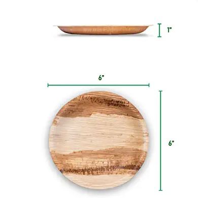 6" / 15cm Shallow Round Palm Leaf Disposable Plate - Eco Leaf Products
