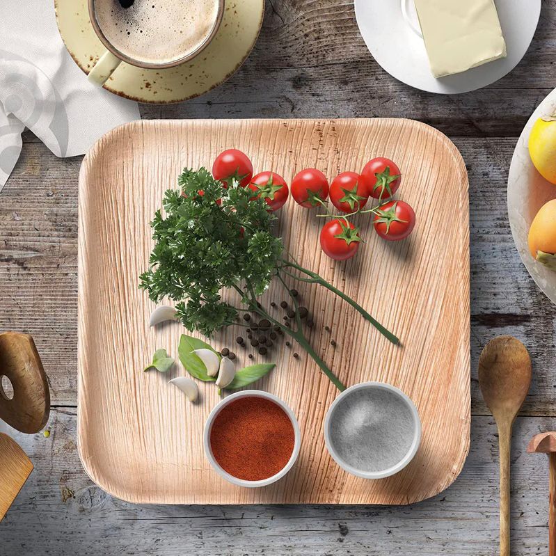10" / 25 cm Square Compostable Palm Leaf Plate - Eco Leaf Products