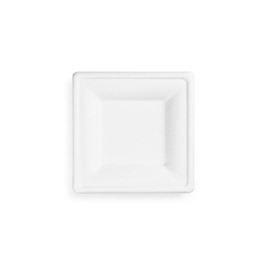 15cm (6") Compostable Square Bagasse Plate - Eco Leaf Products