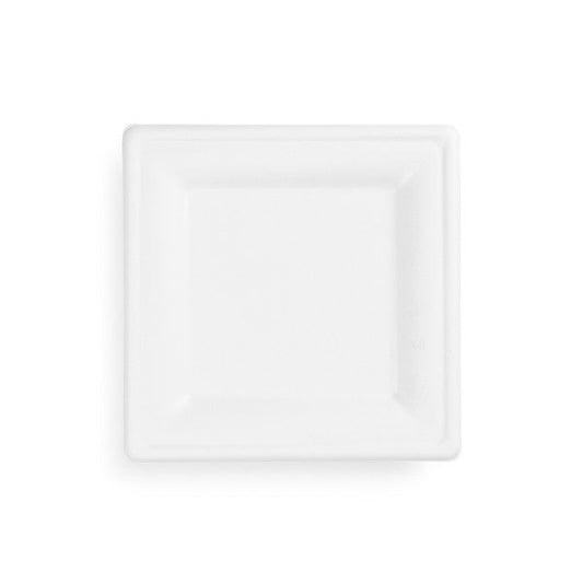 20cm (8") Compostable Square Bagasse Disposable Plates - Eco Leaf Products