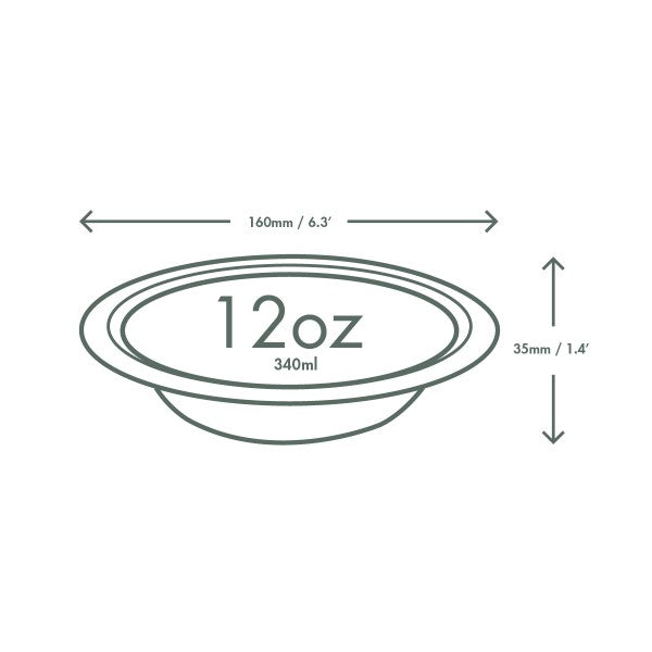 12oz (350ml) Round Bagasse Disposable Bowl - Eco Leaf Products
